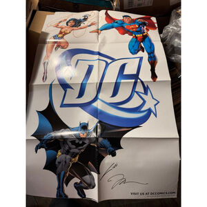 DC Comics RARE Retailer Promo Poster 2005 22x34 Signed by Jim Lee Alex Sinclair